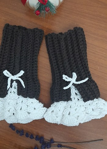 Dantel Detaylı Beyaz Örgü Goth Eldiven - Görsel 7