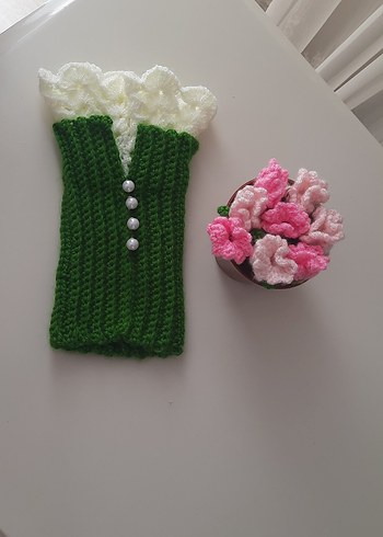 İnce Örgü Yeşil Kadın Eldiven - Görsel 3