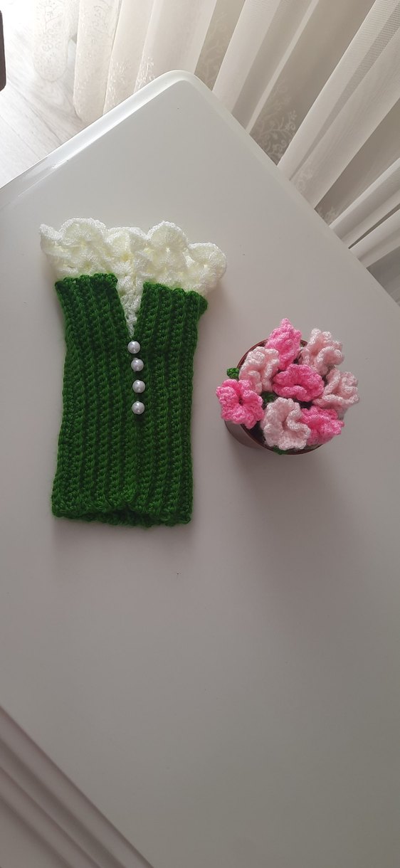 İnce Örgü Yeşil Kadın Eldiven - Görsel 3