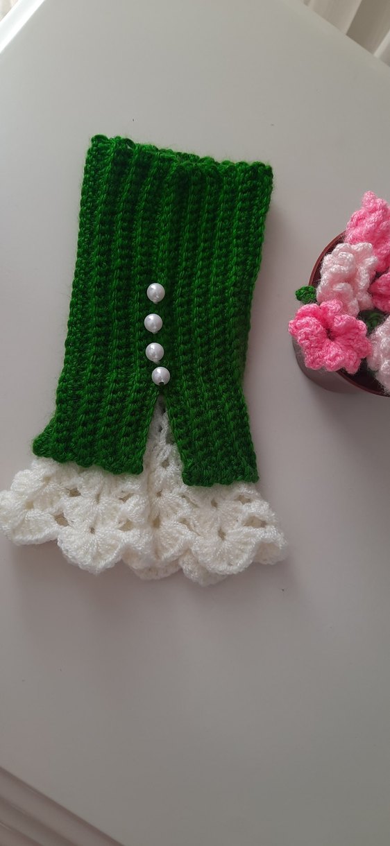 İnce Örgü Yeşil Kadın Eldiven - Görsel 2