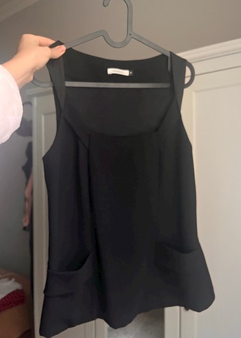 Kadın Siyah V Yaka Askılı bluz - Görsel 4