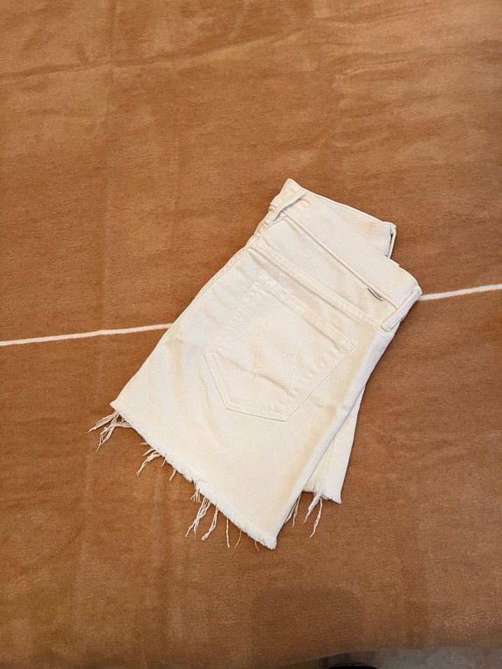 Beyaz Mini Kot Etek, Rahat Kesim likralı - Görsel 2