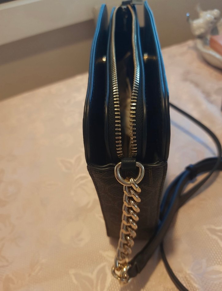 Zincir Detaylı Kahverengi Deri Kadın Çapraz Çanta - Görsel 3