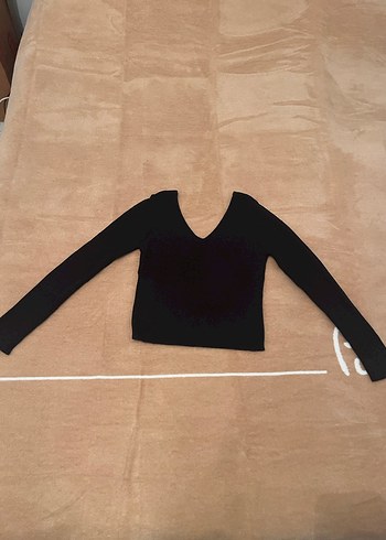 Siyah V Yaka Triko Kadın Kazak - Görsel 3