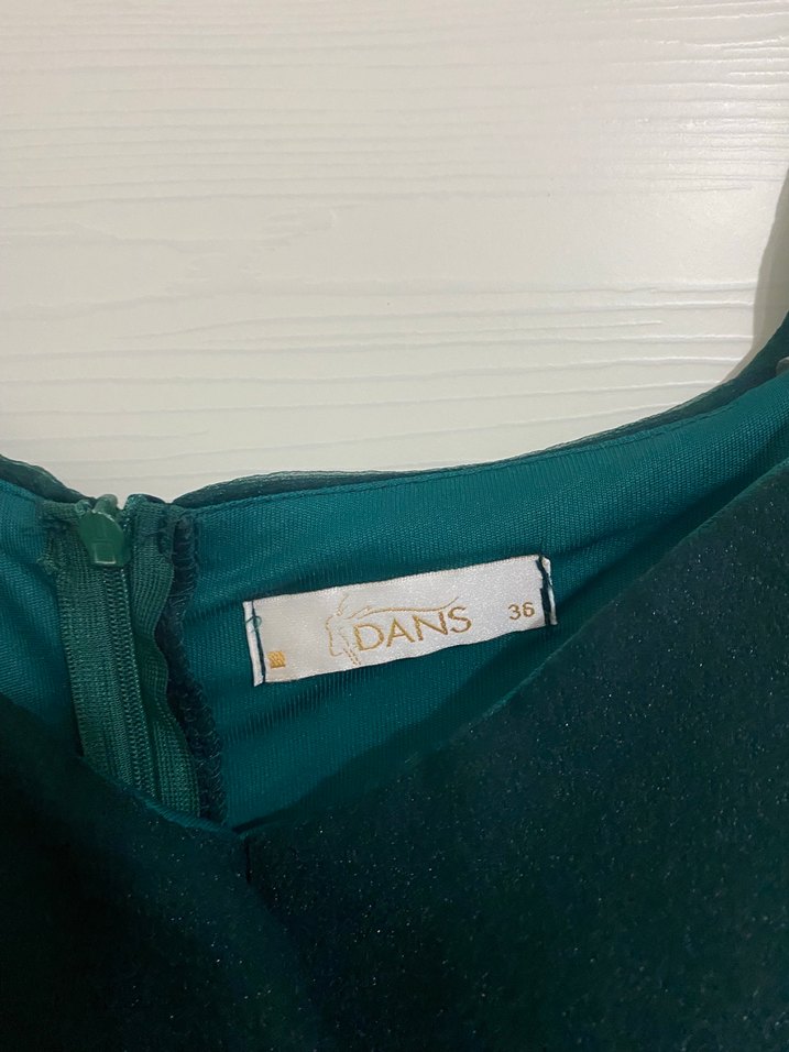 Yeşil Drapeli Uzun Abiye Elbise - Görsel 4