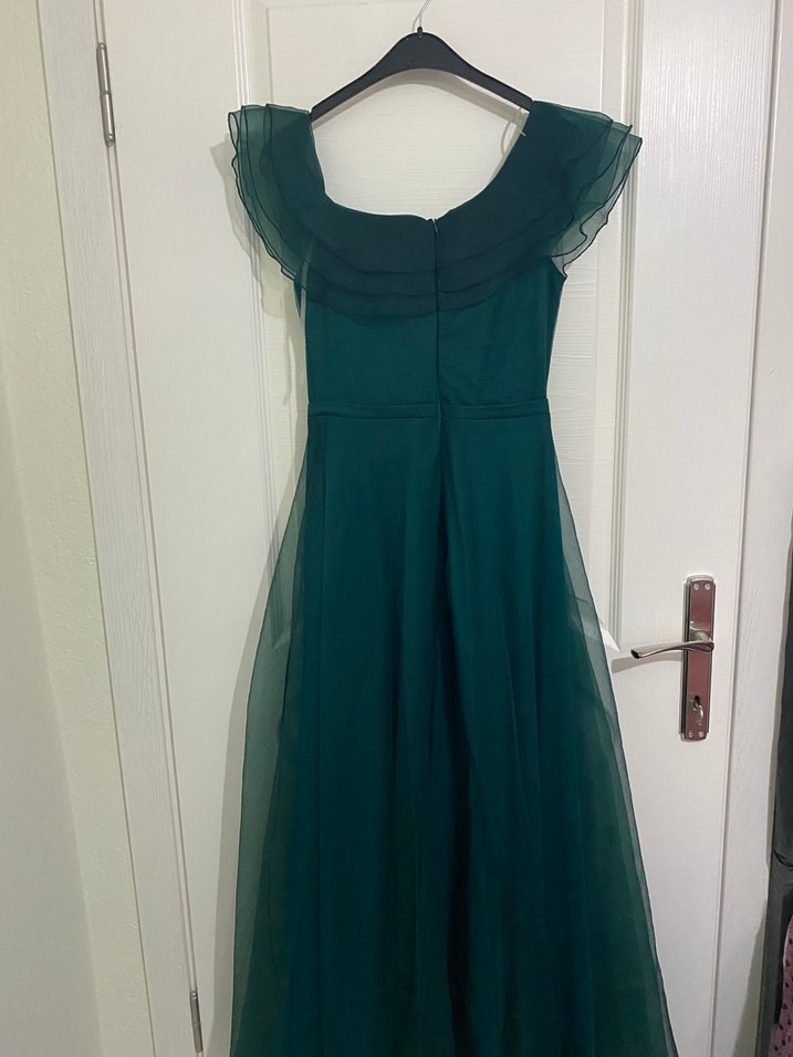 Yeşil Drapeli Uzun Abiye Elbise - Görsel 3