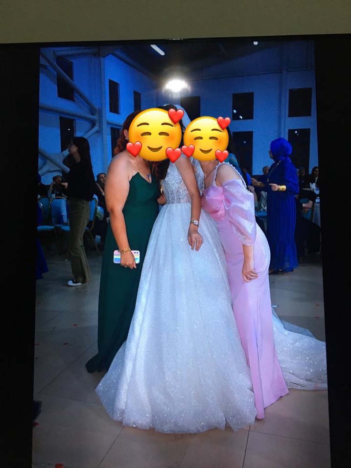 Pembe Straplez Midi Transparan Elbise - Görsel 3