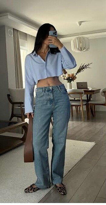 Zara yüksel bel straight fit jean