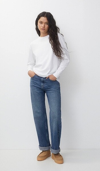 Beyaz uzun kollu tişört pull&bear - Görsel 5