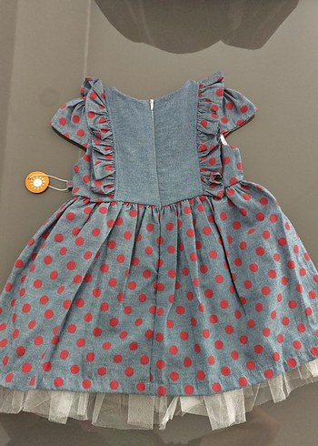 18 Ay Kız Bebek Gri Puantiyeli Elbise