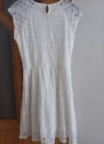 LC Waikiki LCW Young Beyaz Dantelli Elbise