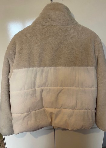 Kürklü Bej Kadın Kışlık Mont - Görsel 8