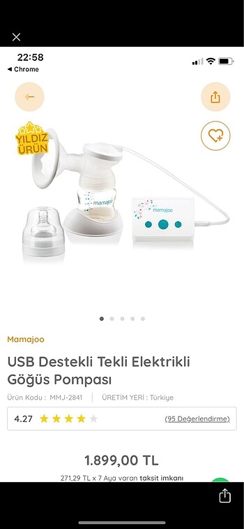 Mamajoo elektrikli süt pompası