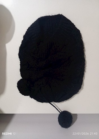 Siyah Örgü Kadın Bere - Görsel 3