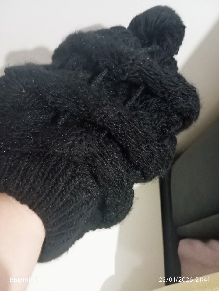 Siyah Örgü Kadın Bere - Görsel 4