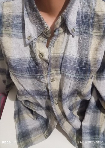 Gri Düğmeli Erkek Keten Gömlek - Görsel 3