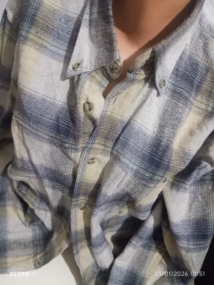 Gri Düğmeli Erkek Keten Gömlek - Görsel 4