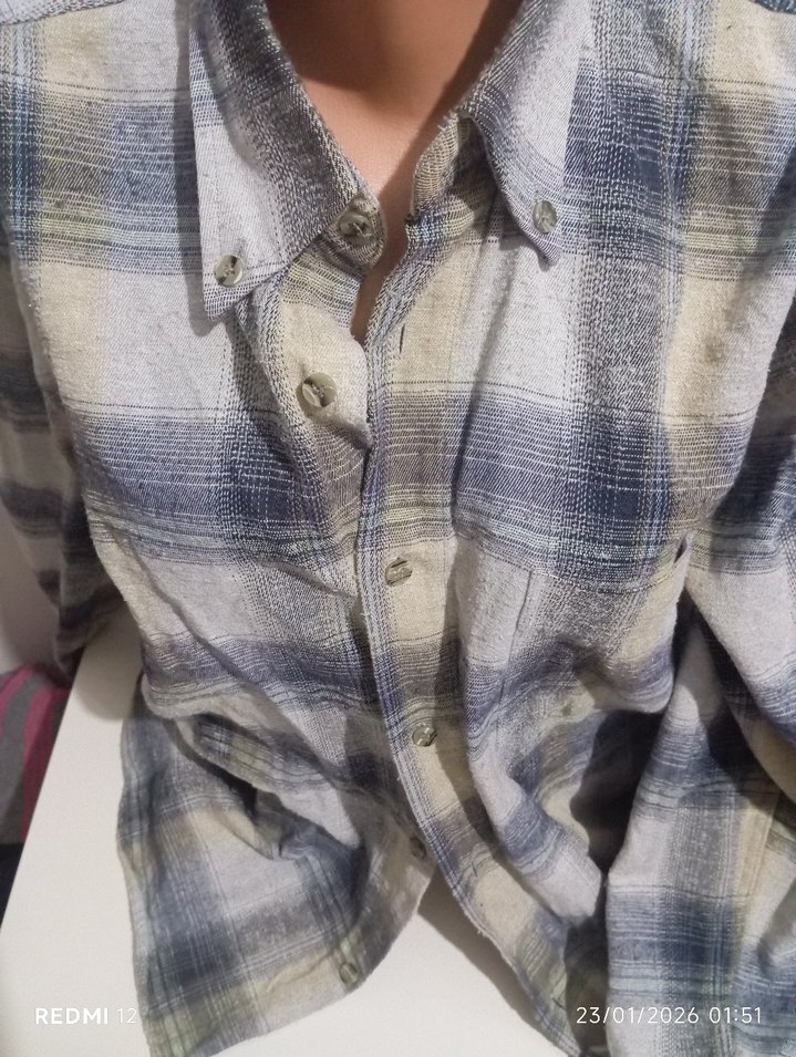 Gri Düğmeli Erkek Keten Gömlek - Görsel 3