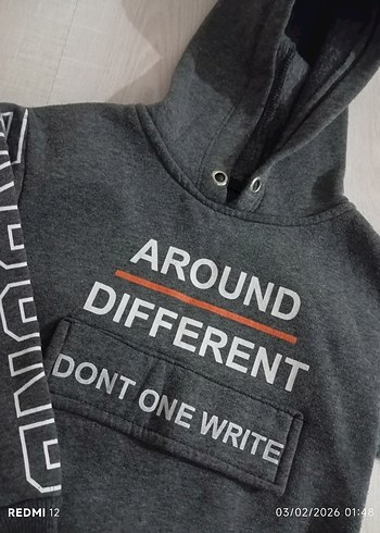 Kapüşonlu Gri Erkek Çocuk Sweatshirt - Görsel 2