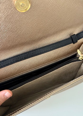 Bej Deri Kadın Clutch Çanta - Görsel 5