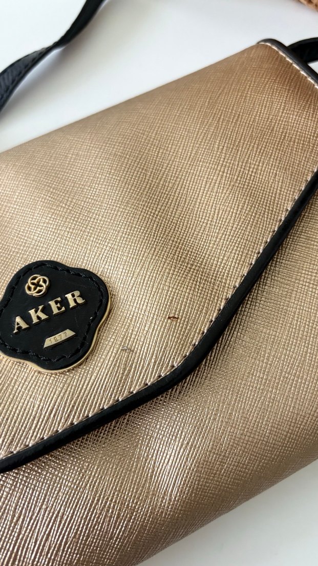 Bej Deri Kadın Clutch Çanta - Görsel 4