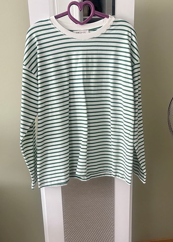 Yeşil Çizgili Kadın Uzun Kollu Tişört - Görsel 2