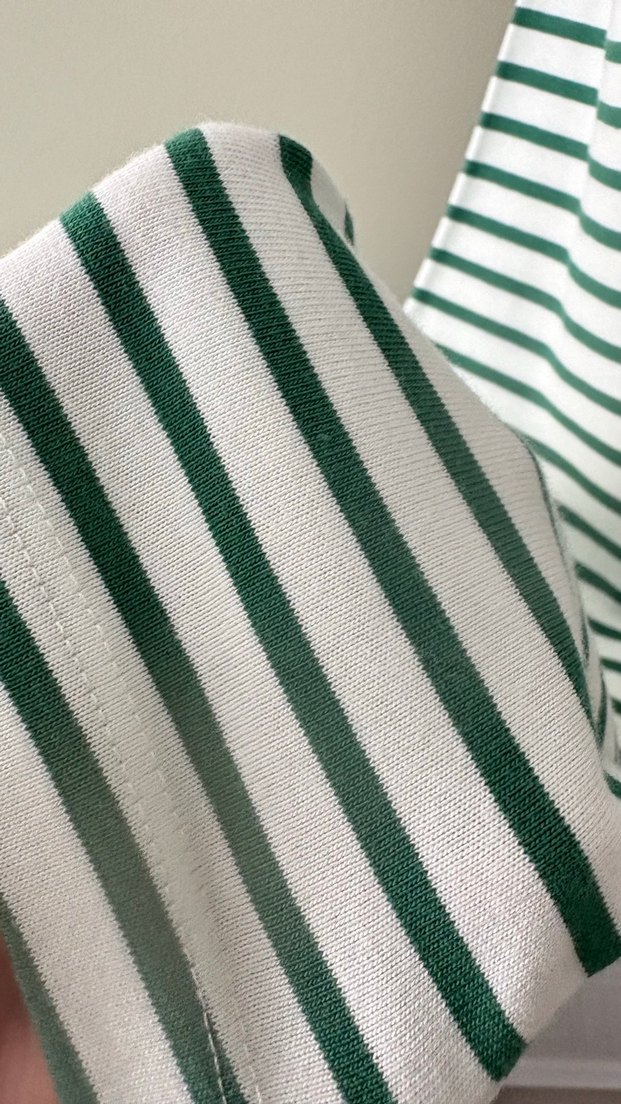 Yeşil Çizgili Kadın Uzun Kollu Tişört - Görsel 4