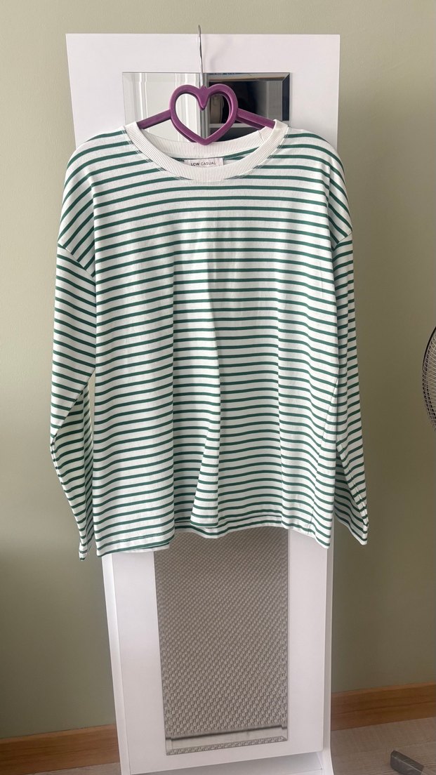Yeşil Çizgili Kadın Uzun Kollu Tişört - Görsel 2