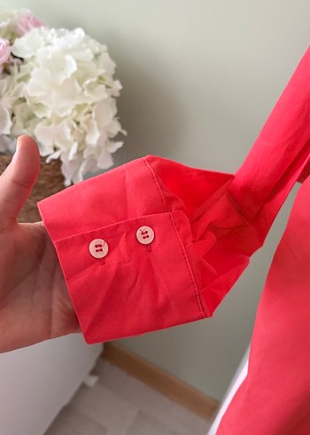 Kırmızı Düğmeli Kadın tunik gömlek - Görsel 6