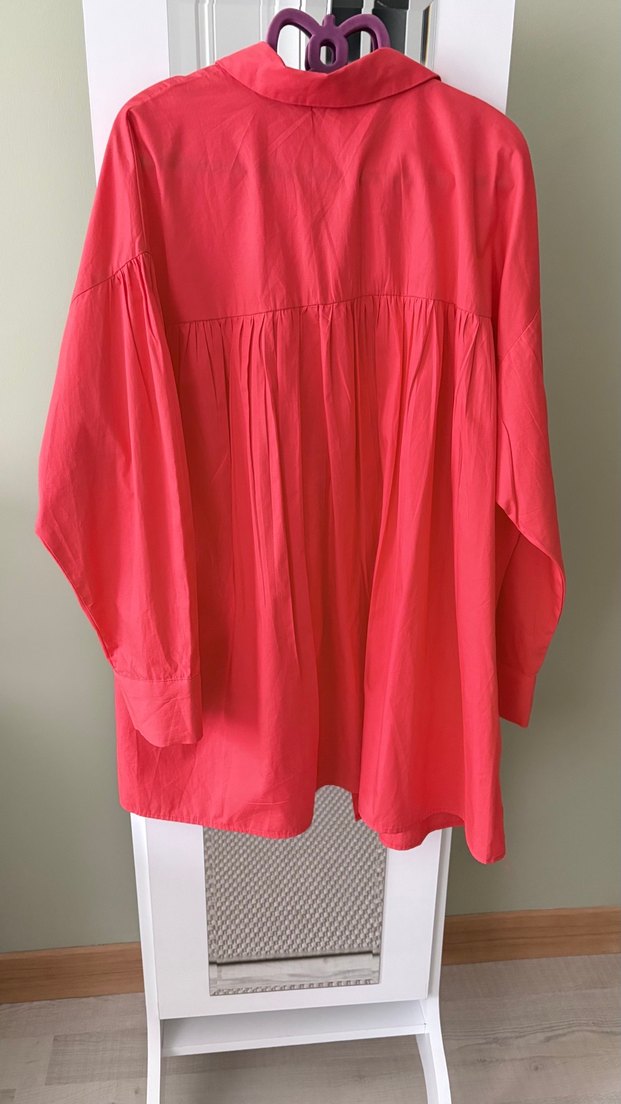 Kırmızı Düğmeli Kadın tunik gömlek - Görsel 2