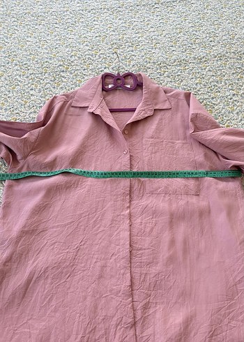 Pembe Düğmeli Keten Gömlek - Görsel 6