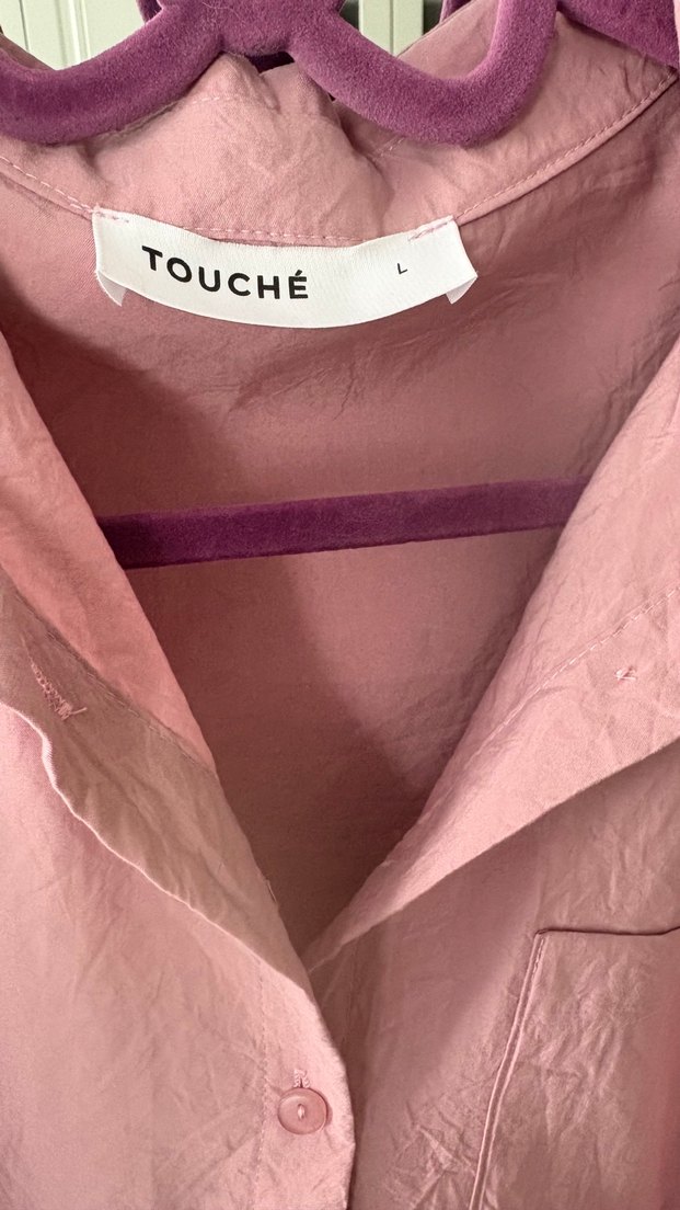 Pembe Düğmeli Keten Gömlek - Görsel 5