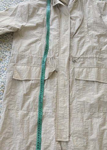 Bej Midi Keten Kadın Yağmurluk - Görsel 4
