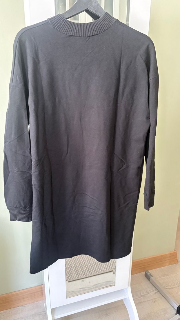 Düğmeli Siyah Midi Sweatshirt - Görsel 2