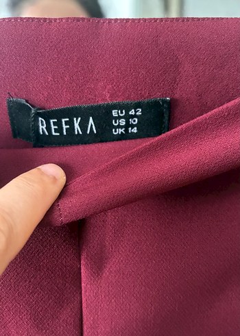 Bordo Kemerli Kadın Kumaş Pantolon - Görsel 6