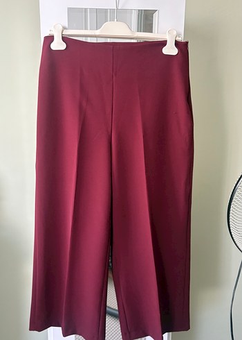 Bordo Kemerli Kadın Kumaş Pantolon - Görsel 3