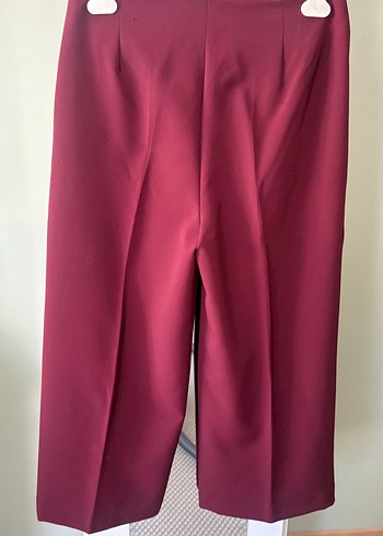 Bordo Kemerli Kadın Kumaş Pantolon - Görsel 5