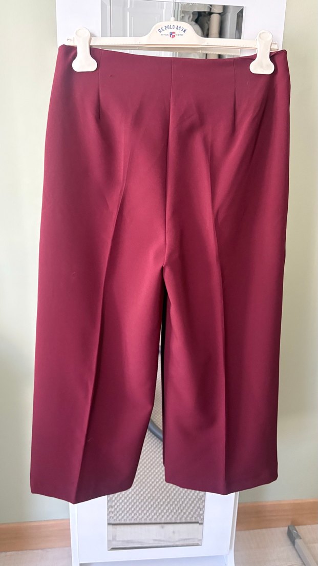 Bordo Kemerli Kadın Kumaş Pantolon - Görsel 5