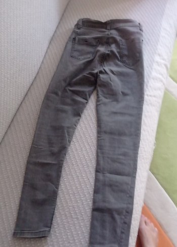 s Beden gri Renk Gri Bel Detaylı Dar Kesim Kadın Kot Pantolon