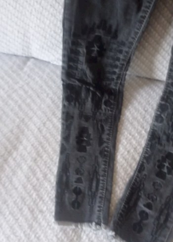 Diğer Gri Bağlamalı Tie-Dye Kadın Kot Pantolon