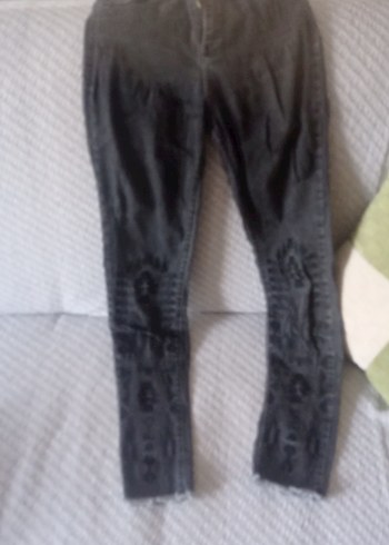 Gri Bağlamalı Tie-Dye Kadın Kot Pantolon
