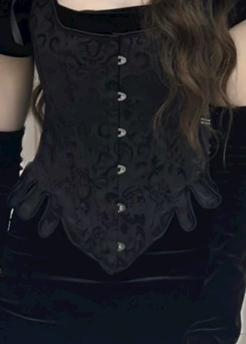 Diğer Düğmeli Siyah Gotik Büstiyer korse