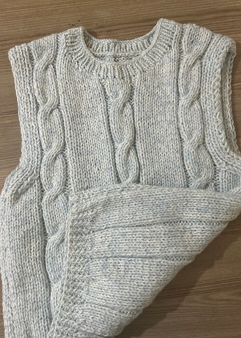 Bebe Mavisi Örgü Kadın Kazak - Görsel 3