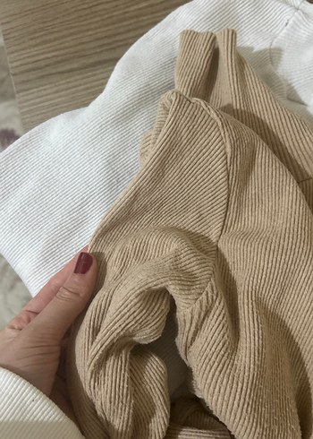 Bej ,beyaz Kadın Triko Boğazlı Kazak - Görsel 3