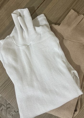 Bej ,beyaz Kadın Triko Boğazlı Kazak - Görsel 2