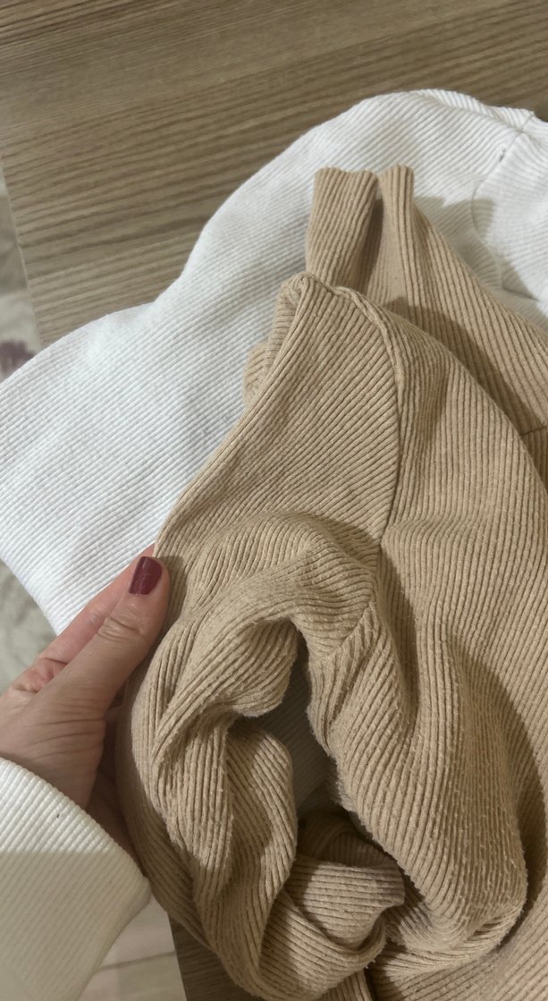 Bej ,beyaz Kadın Triko Boğazlı Kazak - Görsel 3