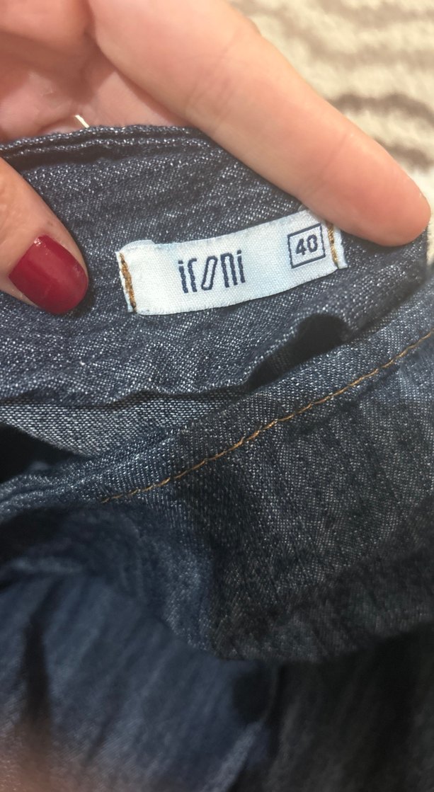 Piliseli Lacivert Denim Midi Etek - Görsel 4