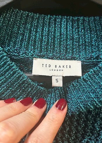 Petrol mavisi Kadın Kısa Kollu Triko Kazak - Görsel 5