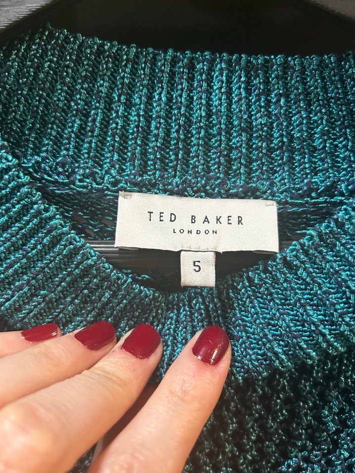 Petrol mavisi Kadın Kısa Kollu Triko Kazak - Görsel 5