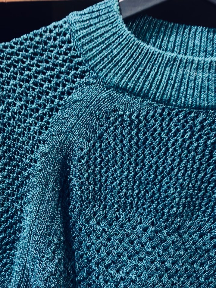 Petrol mavisi Kadın Kısa Kollu Triko Kazak - Görsel 2